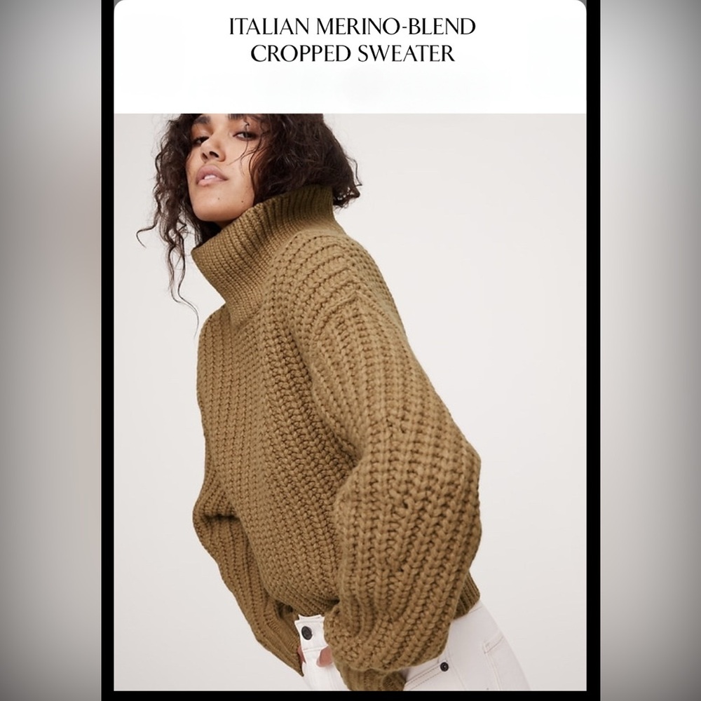 Banana Republic Italian Merino Wool Cropped Sweater | Tan